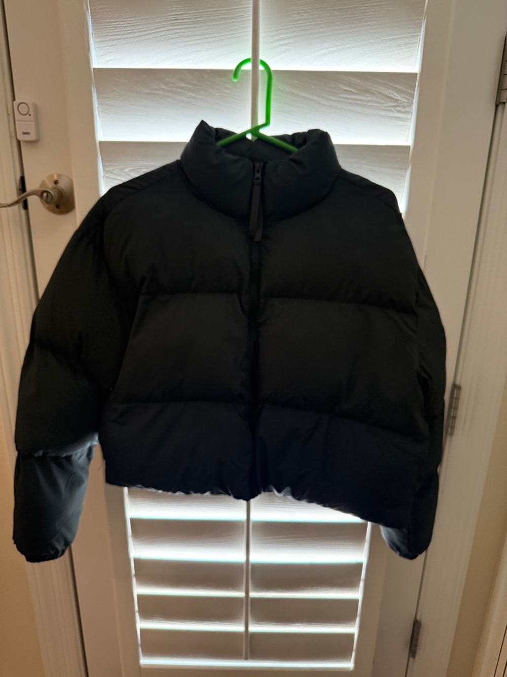 Fabletics Black Cropped Puffer Jacket